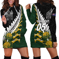 Custom Rugby New Zealand And South Africa Hoodie Dress Silver Fern With Springboks