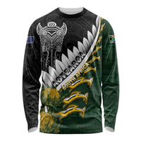 Custom Rugby New Zealand And South Africa Long Sleeve Shirt Silver Fern With Springboks
