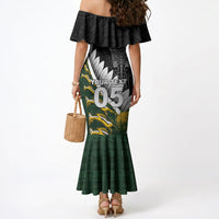 Custom Rugby New Zealand And South Africa Mermaid Dress Silver Fern With Springboks
