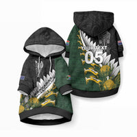Custom Rugby New Zealand And South Africa Pet Hoodie Silver Fern With Springboks