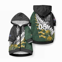 Custom Rugby New Zealand And South Africa Pet Hoodie Silver Fern With Springboks