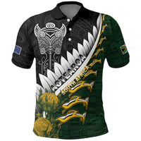 Custom Rugby New Zealand And South Africa Polo Shirt Silver Fern With Springboks