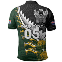 Custom Rugby New Zealand And South Africa Polo Shirt Silver Fern With Springboks