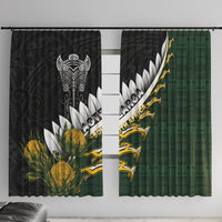 Rugby New Zealand And South Africa Window Curtain Silver Fern With Springboks LT05 With Hooks Black - Polynesian Pride