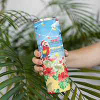 Hawaii Christmas Skinny Tumbler Funny Macaw Parrot Tropical Vibe