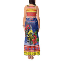 New Caledonia Christmas Tank Maxi Dress Kanaky Poinsettia Joyeux Noel