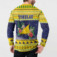 Tokelau Christmas Button Sweatshirt Tokelauan Badge Manuia Te Kilihimahi