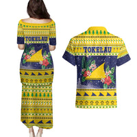 Tokelau Christmas Couples Matching Puletasi and Hawaiian Shirt Tokelauan Badge Manuia Te Kilihimahi