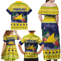 Tokelau Christmas Family Matching Off Shoulder Maxi Dress and Hawaiian Shirt Tokelauan Badge Manuia Te Kilihimahi