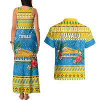 Tuvalu Christmas Couples Matching Tank Maxi Dress and Hawaiian Shirt Coat Of Arms Manuia Te Kilisimasi