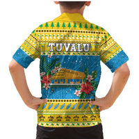 Tuvalu Christmas Family Matching Mermaid Dress and Hawaiian Shirt Coat Of Arms Manuia Te Kilisimasi