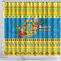 Tuvalu Christmas Shower Curtain Coat Of Arms Manuia Te Kilisimasi