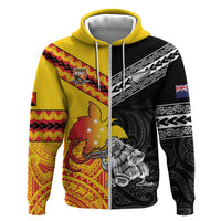New Zealand And Papua New Guinea Rugby Custom Hoodie Maori Kiwi With Bird of Paradise
