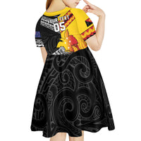 New Zealand And Papua New Guinea Rugby Custom Kid Short Sleeve Dress Maori Kiwi With Bird of Paradise