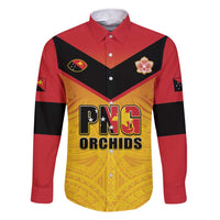 Papua New Guinea Rugby Custom Family Matching Short Sleeve Bodycon Dress and Hawaiian Shirt Go Orchids Pacific Champions LT05 Dad's Shirt - Long Sleeve Yellow - Polynesian Pride