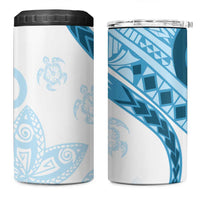 Blue Polynesian Tribal Turtle Floral Pattern 4 in 1 Can Cooler Tumbler