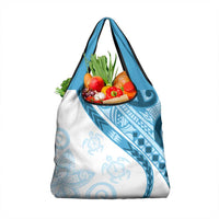Blue Polynesian Tribal Turtle Floral Pattern Grocery Bag