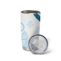 Blue Polynesian Tribal Turtle Floral Pattern Tumbler Cup