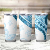 Blue Polynesian Tribal Turtle Floral Pattern Tumbler Cup