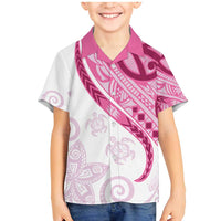 Rose Pink Polynesian Tribal Turtle Floral Pattern Family Matching Mermaid Dress and Hawaiian Shirt