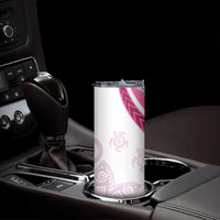 Rose Pink Polynesian Tribal Turtle Floral Pattern Skinny Tumbler