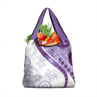 Purple Polynesian Tribal Turtle Floral Pattern Grocery Bag