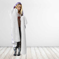 Purple Polynesian Tribal Turtle Floral Pattern Hooded Blanket