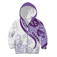 Purple Polynesian Tribal Turtle Floral Pattern Kid Hoodie
