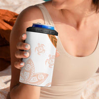 Orange Polynesian Tribal Turtle Floral Pattern 4 in 1 Can Cooler Tumbler