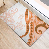 Orange Polynesian Tribal Turtle Floral Pattern Rubber Doormat