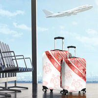 Coral Red Polynesian Tribal Turtle Floral Pattern Luggage Cover