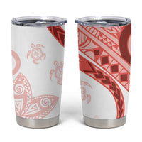 Coral Red Polynesian Tribal Turtle Floral Pattern Tumbler Cup