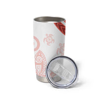Coral Red Polynesian Tribal Turtle Floral Pattern Tumbler Cup