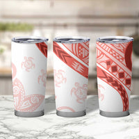 Coral Red Polynesian Tribal Turtle Floral Pattern Tumbler Cup