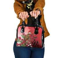 New Zealand Parrot Kaka Shoulder Handbag Maori Koru With Pohutukawa Flowers - Polynesian Pride