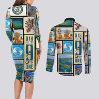 FSM Micronesia Culture Couples Matching Long Sleeve Bodycon Dress and Long Sleeve Button Shirt