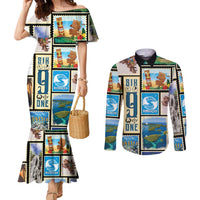 FSM Micronesia Culture Couples Matching Mermaid Dress and Long Sleeve Button Shirt
