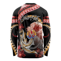 Personalised French Polynesia Victory Day Long Sleeve Shirt Polynesian Pattern Plumeria