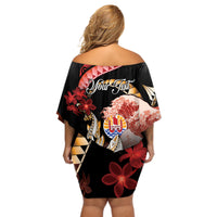 Personalised French Polynesia Victory Day Off Shoulder Short Dress Polynesian Pattern Plumeria