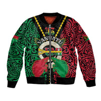 Vanuatu 46th Independence Day Bomber Jacket Long God Yumi Stanap Wild Boar LT05 Unisex Black - Polynesian Pride