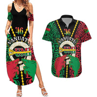 Vanuatu 46th Independence Day Couples Matching Summer Maxi Dress and Hawaiian Shirt Long God Yumi Stanap Wild Boar LT05 Black - Polynesian Pride