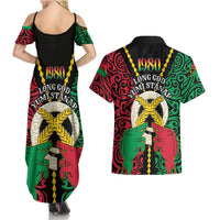 Vanuatu 46th Independence Day Couples Matching Summer Maxi Dress and Hawaiian Shirt Long God Yumi Stanap Wild Boar LT05 - Polynesian Pride