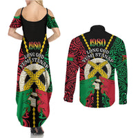 Vanuatu 46th Independence Day Couples Matching Summer Maxi Dress and Long Sleeve Button Shirt Long God Yumi Stanap Wild Boar LT05 - Polynesian Pride