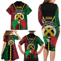 Vanuatu 46th Independence Day Family Matching Long Sleeve Bodycon Dress and Hawaiian Shirt Long God Yumi Stanap Wild Boar LT05 - Polynesian Pride