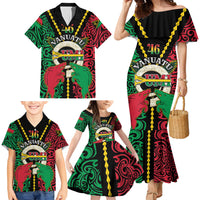 Vanuatu 46th Independence Day Family Matching Mermaid Dress and Hawaiian Shirt Long God Yumi Stanap Wild Boar LT05 - Polynesian Pride