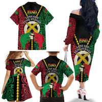 Vanuatu 46th Independence Day Family Matching Off The Shoulder Long Sleeve Dress and Hawaiian Shirt Long God Yumi Stanap Wild Boar LT05 - Polynesian Pride