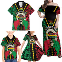 Vanuatu 46th Independence Day Family Matching Off Shoulder Maxi Dress and Hawaiian Shirt Long God Yumi Stanap Wild Boar LT05 - Polynesian Pride