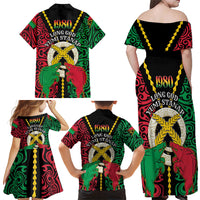 Vanuatu 46th Independence Day Family Matching Off Shoulder Maxi Dress and Hawaiian Shirt Long God Yumi Stanap Wild Boar LT05 - Polynesian Pride