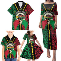 Vanuatu 46th Independence Day Family Matching Puletasi and Hawaiian Shirt Long God Yumi Stanap Wild Boar LT05 - Polynesian Pride