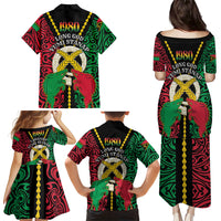 Vanuatu 45th Independence Day Family Matching Puletasi and Hawaiian Shirt Long God Yumi Stanap Wild Boar LT05 - Polynesian Pride